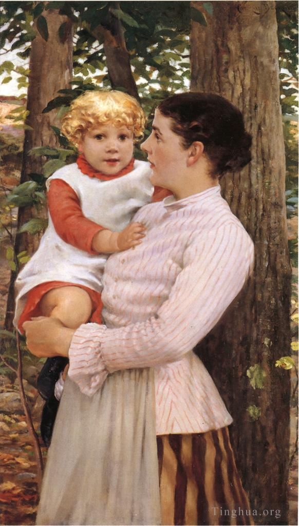 James Carroll Beckwith Oil Painting - Mother and Child
