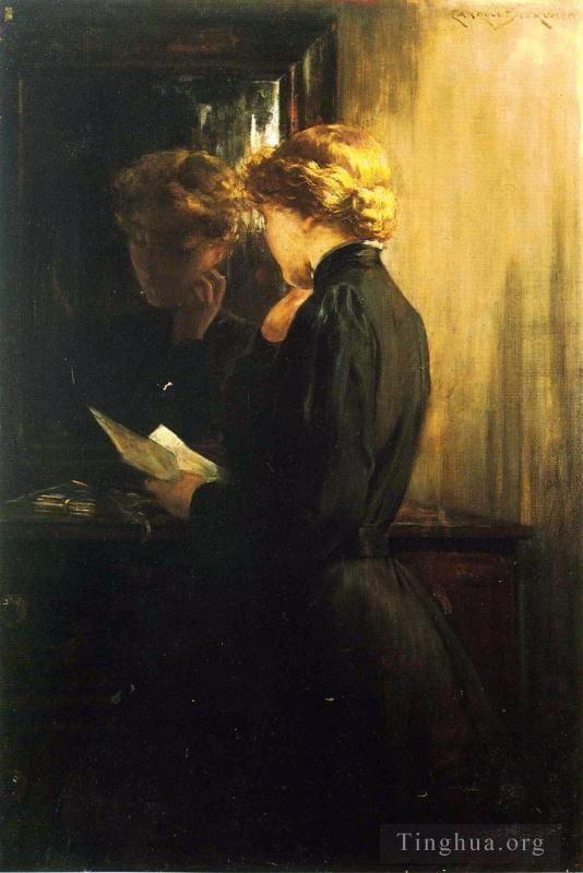 James Carroll Beckwith Oil Painting - The Letter