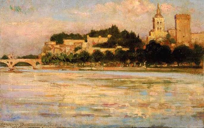James Carroll Beckwith Oil Painting - The Palace of the Popes and Pont