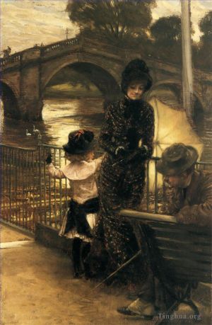 Artist James Tissot's Work - By the Thames at Richmond