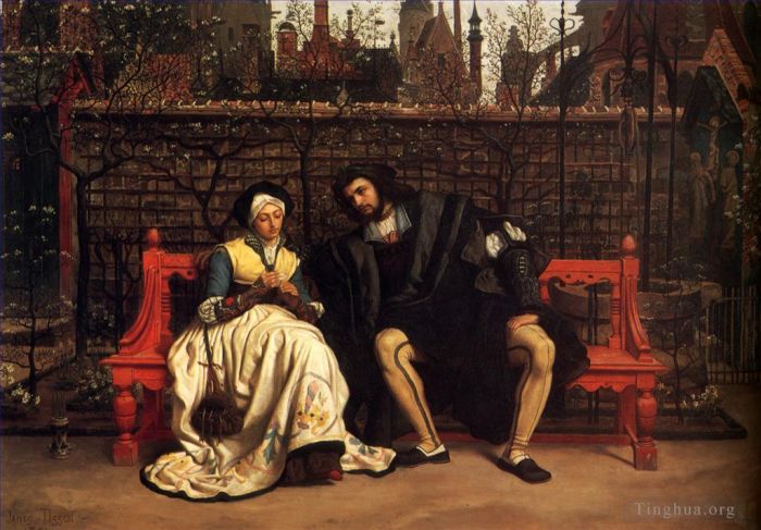 James Tissot Oil Painting - Faust and Marguerite in the Garden
