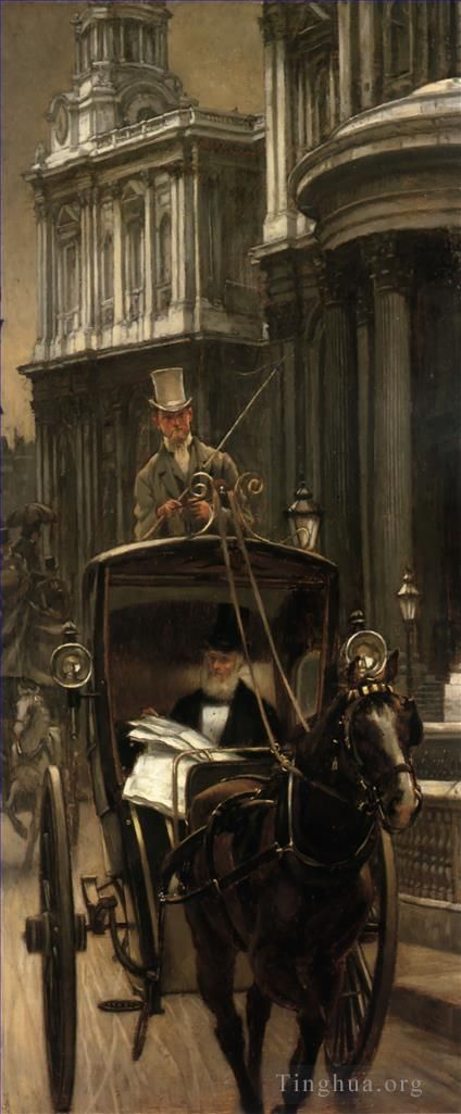 James Tissot Oil Painting - Going to Business