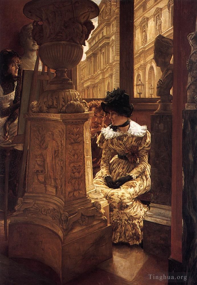 James Tissot Oil Painting - In the Louvre