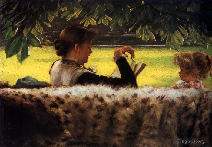 James Tissot Oil Painting - Reading a Story