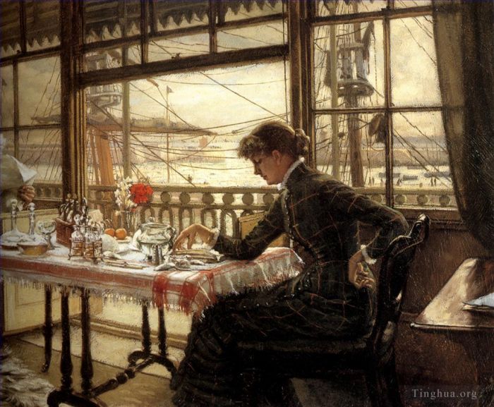James Tissot Oil Painting - Room Overlooking the Harbour