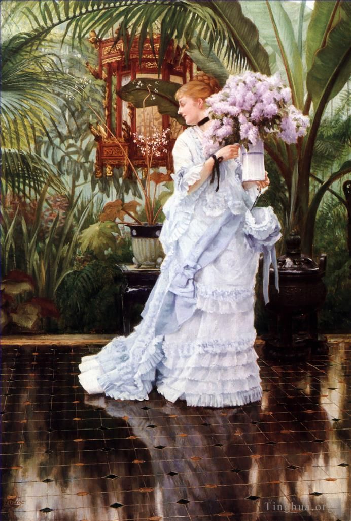 James Tissot Oil Painting - The Bunch of Lilacs