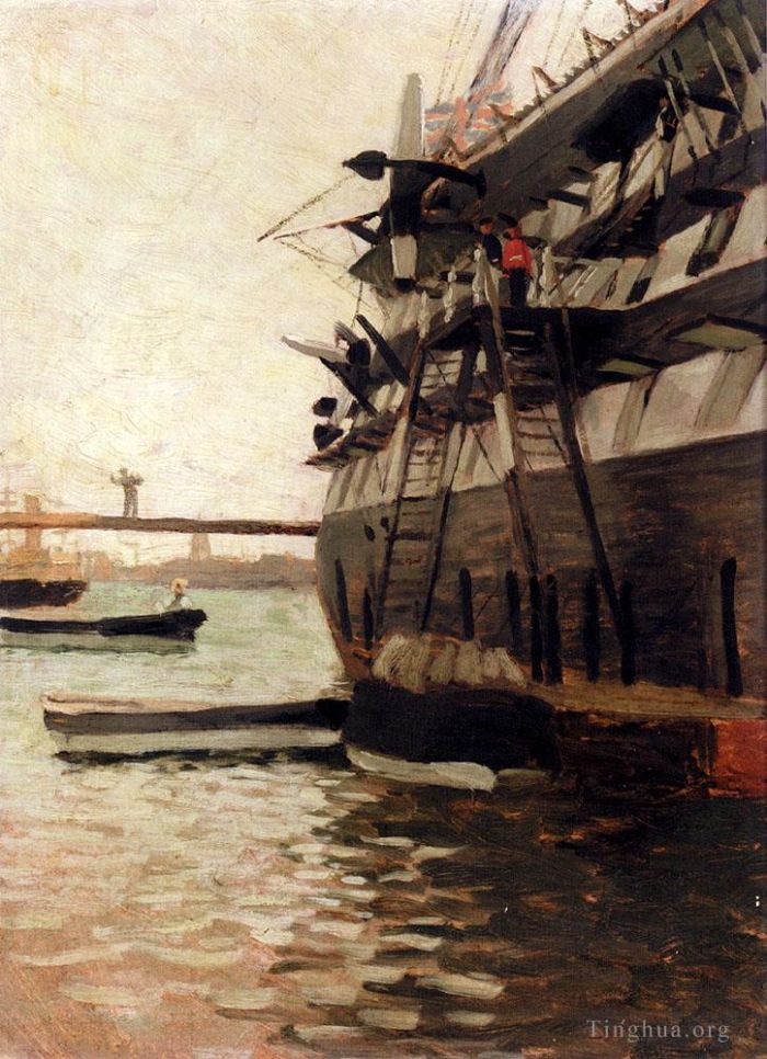 James Tissot Oil Painting - The Hull Of A Battle Ship