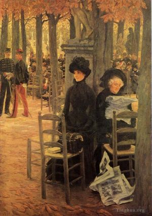 Artist James Tissot's Work - Without a Dowry aka Sunday in the Luxembourg Gardens