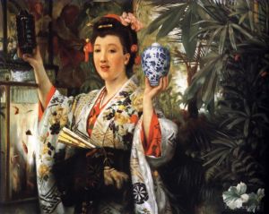 Artist James Tissot's Work - Young Lady Holding Japanese Objects