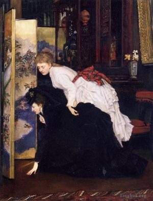 Artist James Tissot's Work - Young Women Looking at Japanese Objects2