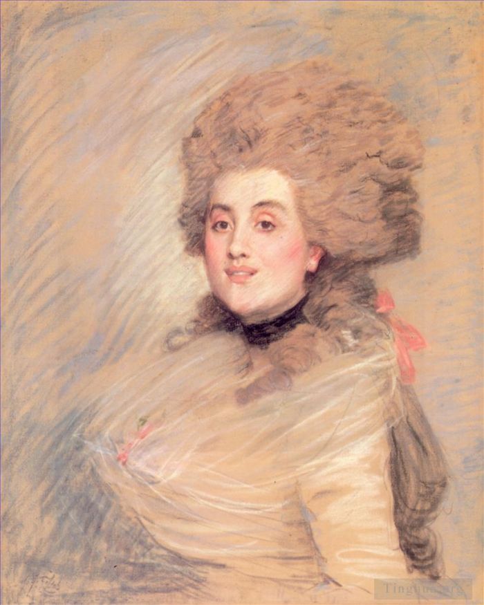 James Tissot Various Paintings - Portrait of an Actress in 18thC Dress