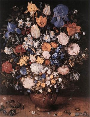 Artist Jan Brueghel the Elder's Work - Bouquet In A Clay Vase