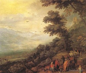 Artist Jan Brueghel the Elder's Work - Gathering Of Gypsies In The Wood