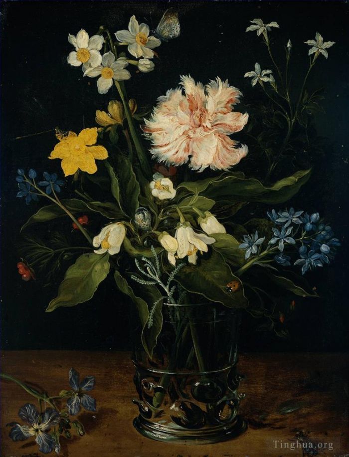 Jan Brueghel the Elder Oil Painting - Still Life with Flowers in a Glass