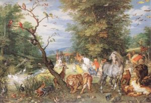 Artist Jan Brueghel the Elder's Work - The Animals Entering The Ark