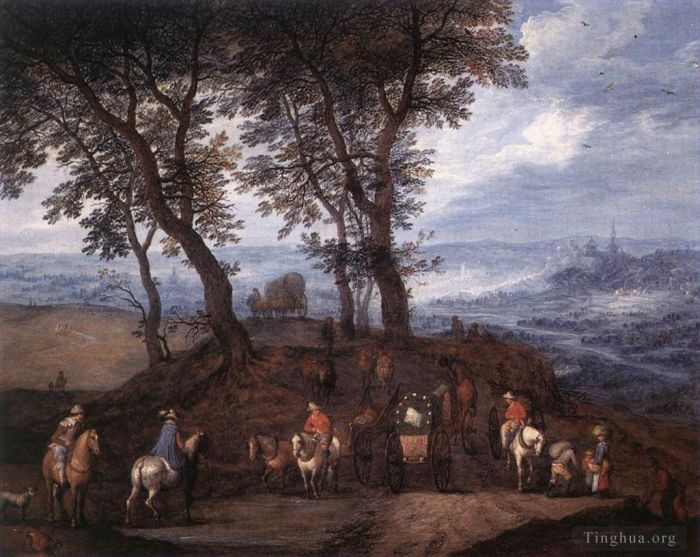 Jan Brueghel the Elder Oil Painting - Travellers On The Way