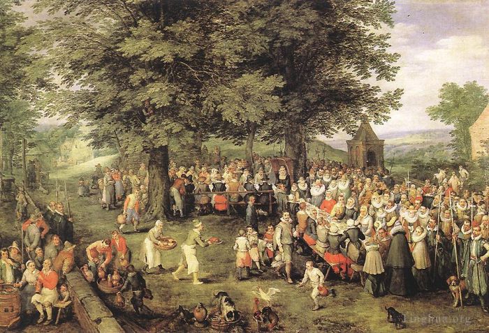 Jan Brueghel the Elder Oil Painting - Wedding Banquet