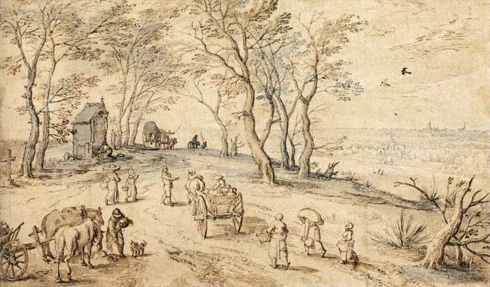 Jan Brueghel the Elder Various Paintings - Villagers On Their Way To Market
