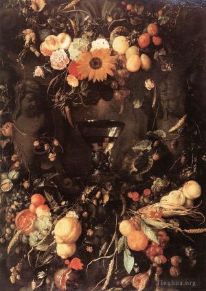 Antique Oil Painting - Fruit And Flower Still Life