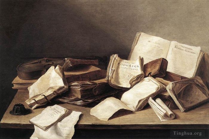 Jan Davidsz de Heem Oil Painting - Still Life Of Books 1628