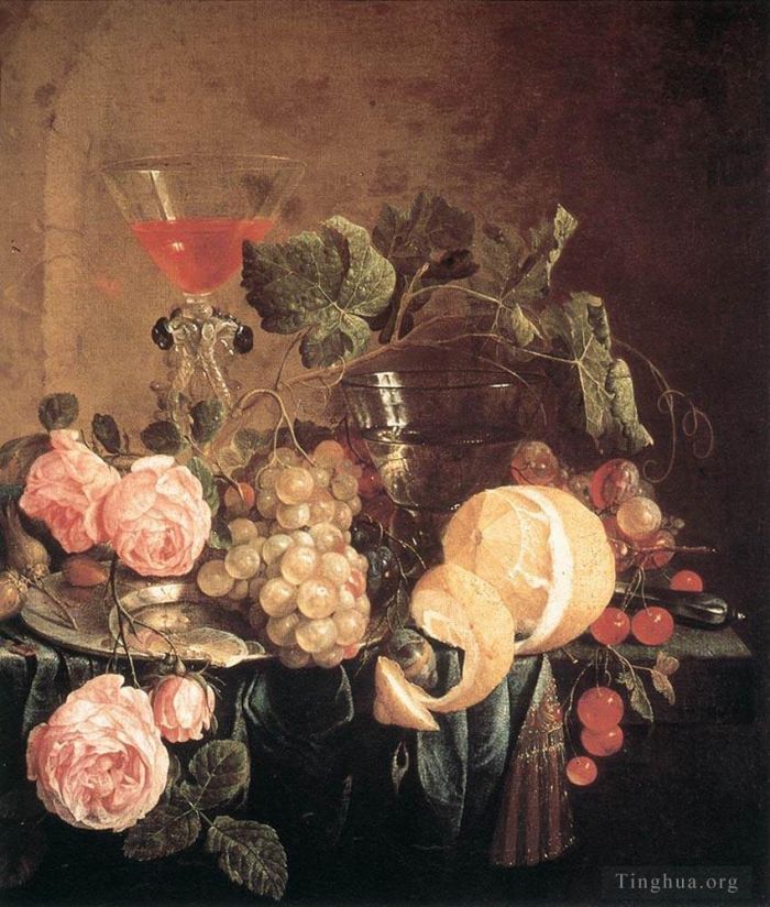 Jan Davidsz de Heem Oil Painting - Still Life With Flowers And Fruit