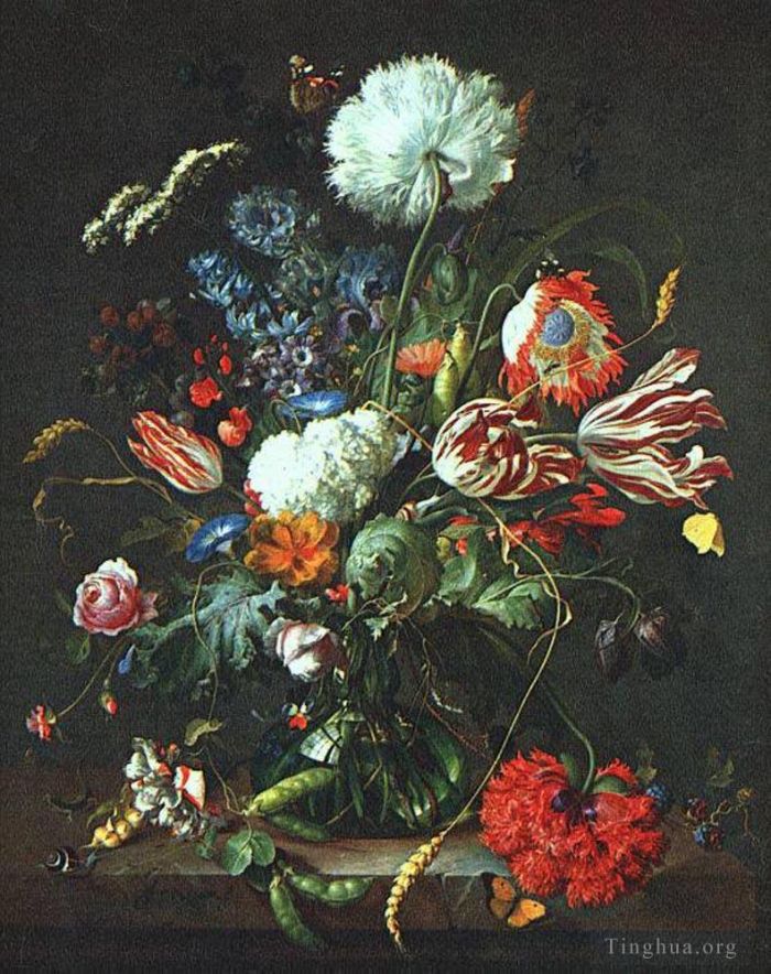 Jan Davidsz de Heem Oil Painting - Vase Of Flowers