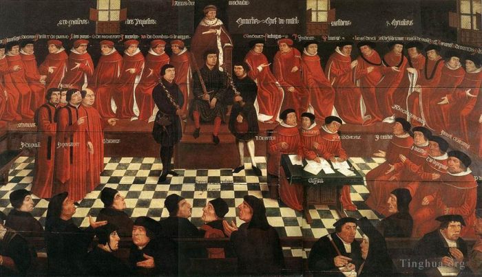 Jan Gossaert Oil Painting - The High Council