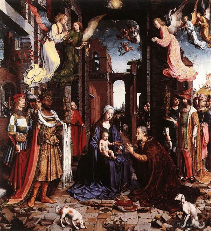 Jan Gossaert Oil Painting - The adoration of the Kings