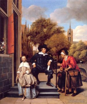 Artist Jan Havickszoon Steen's Work - A Burgher of Delft and His Daughter