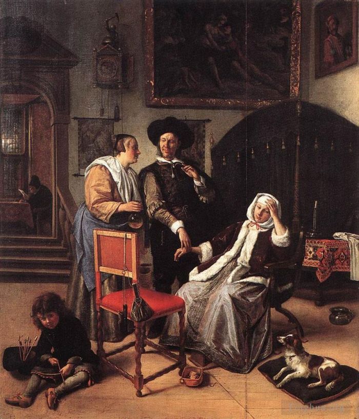 Jan Havickszoon Steen Oil Painting - Doctors Visit