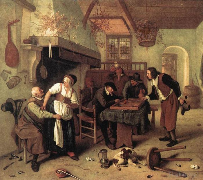 Jan Havickszoon Steen Oil Painting - In The Tavern