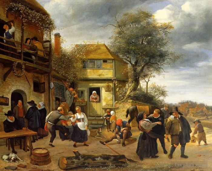 Jan Havickszoon Steen Oil Painting - Peasants