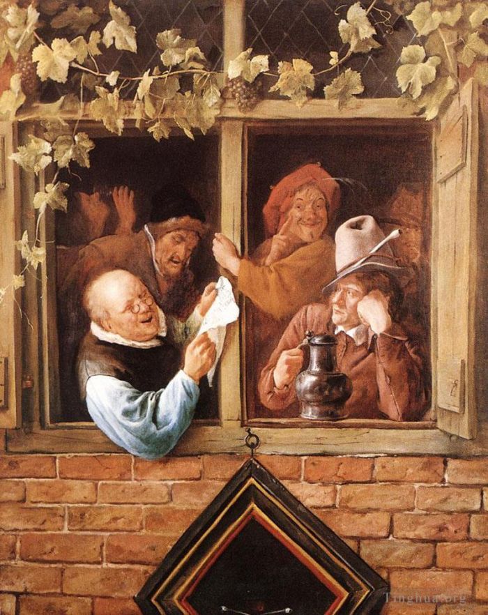 Jan Havickszoon Steen Oil Painting - Rhetoricians At A Window