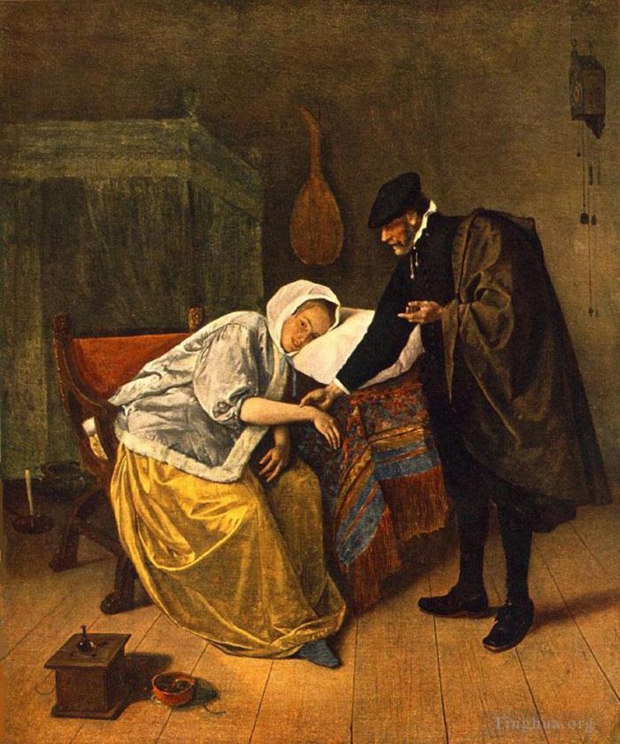 Jan Havickszoon Steen Oil Painting - The Doctor And His Patient