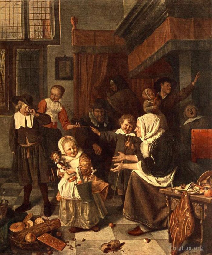 Jan Havickszoon Steen Oil Painting - The Feast Of St Nicholas