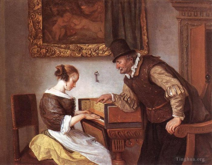 Jan Havickszoon Steen Oil Painting - The harpsichord Lesson