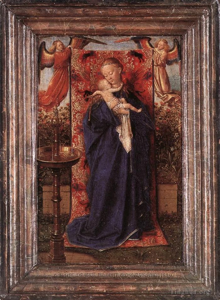 Jan van Eyck Oil Painting - Madonna and Child at the Fountain