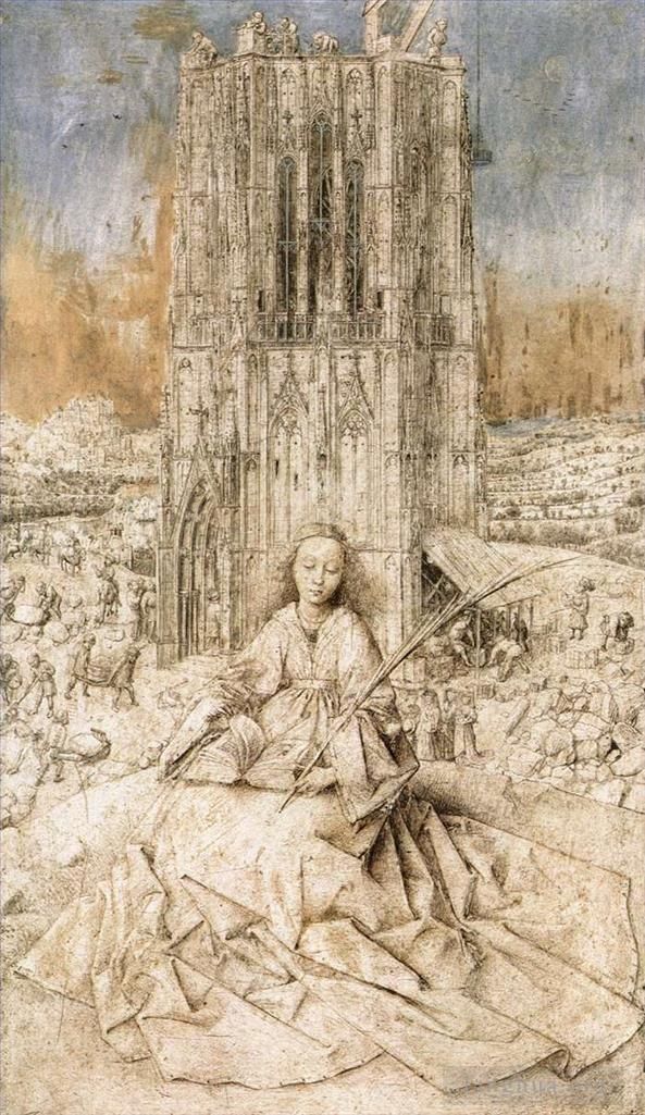 Jan van Eyck Oil Painting - St Barbara