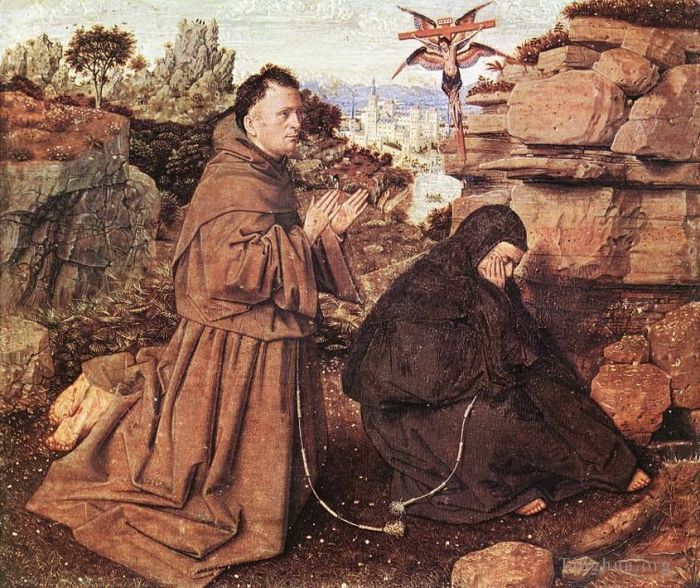 Jan van Eyck Oil Painting - Stigmatization of St Francis