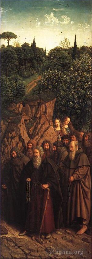 Artist Jan van Eyck's Work - The Ghent Altarpiece Adoration of the Lamb The Holy Hermits