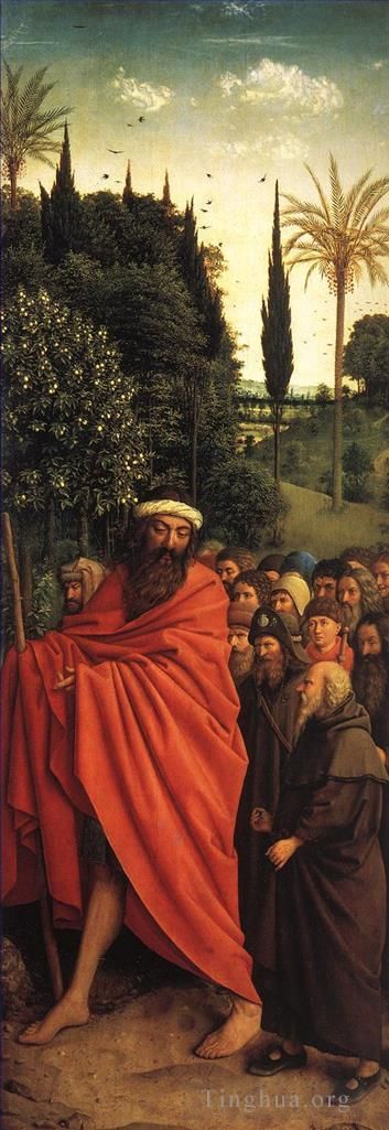 Jan van Eyck Oil Painting - The Ghent Altarpiece Adoration of the Lamb The Holy Pilgrims
