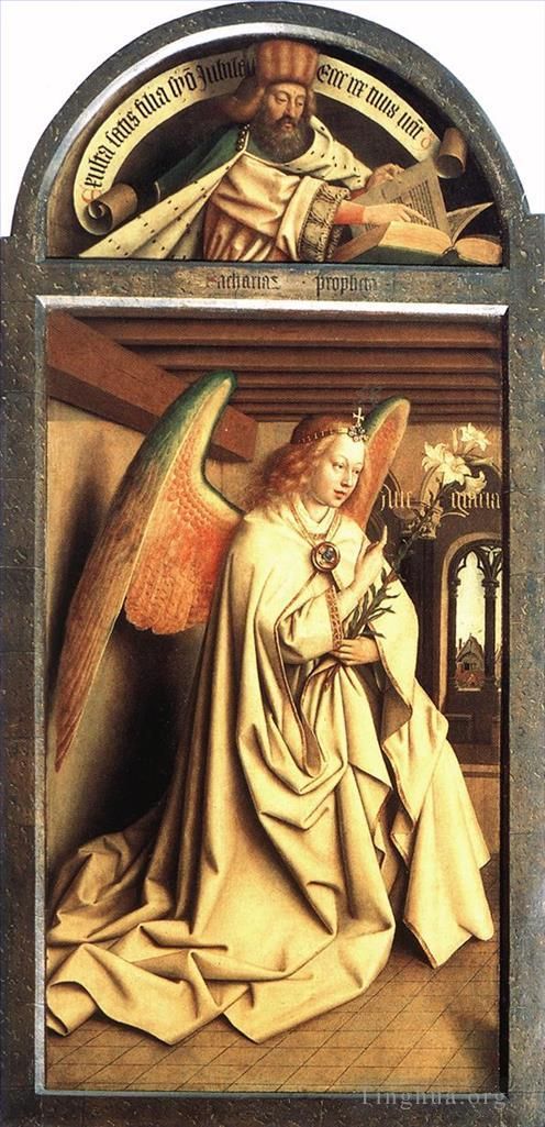Jan van Eyck Oil Painting - The Ghent Altarpiece Prophet Zacharias Angel of the Annunciation