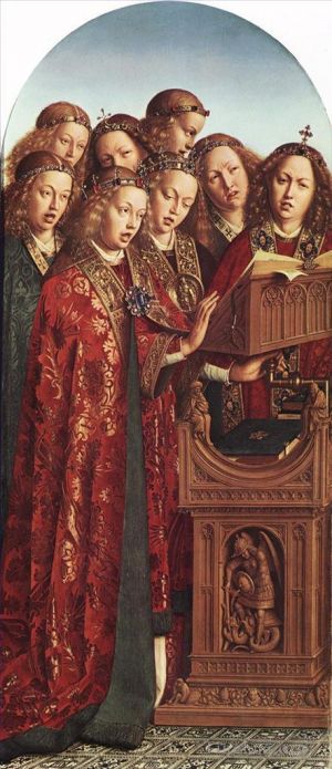 Artist Jan van Eyck's Work - The Ghent Altarpiece Singing Angels