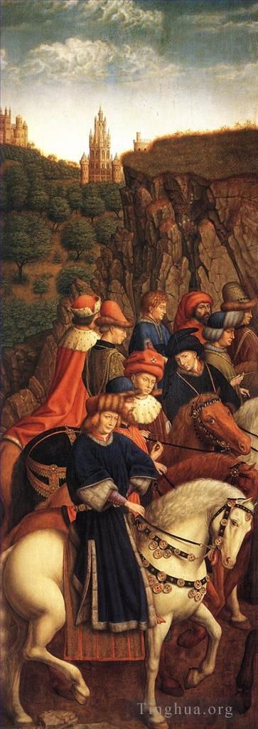 Jan van Eyck Oil Painting - The Ghent Altarpiece The Just Judges