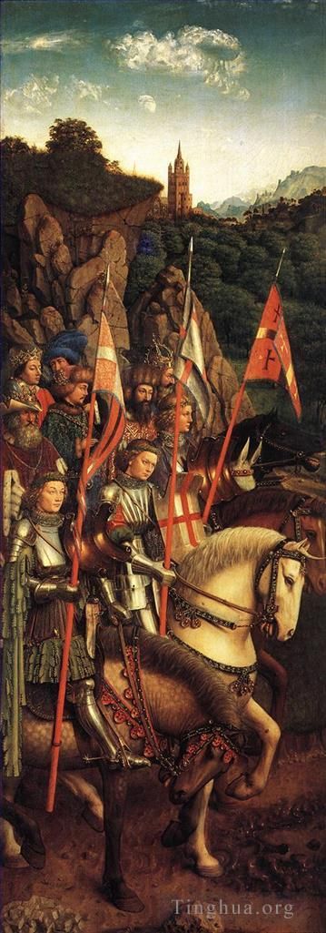 Jan van Eyck Oil Painting - The Ghent Altarpiece The Soldiers of Christ