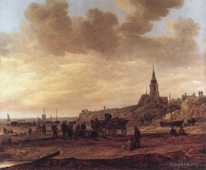 Jan Josephszoon van Goyen Oil Painting - Beach at Scheveningen