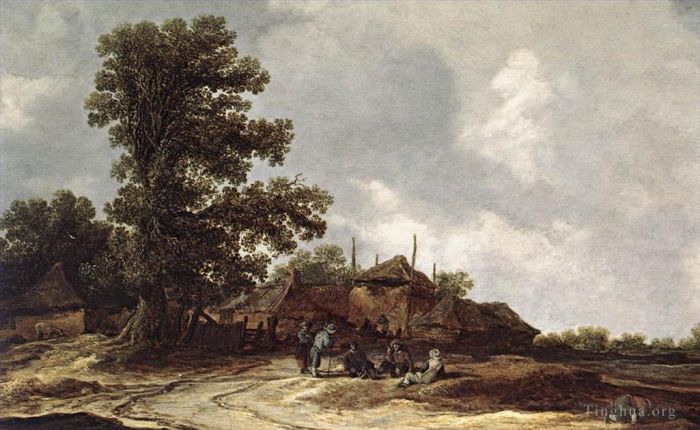 Jan Josephszoon van Goyen Oil Painting - Farmyard with Haystack