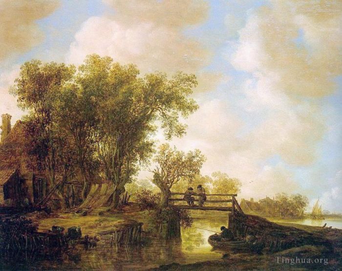Jan Josephszoon van Goyen Oil Painting - Footbridge