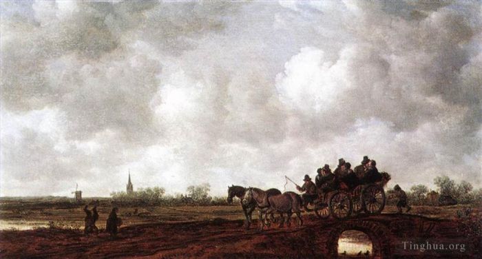 Jan Josephszoon van Goyen Oil Painting - Horse Cart on a Bridge