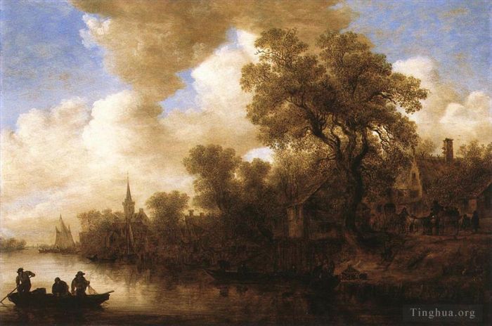 Jan Josephszoon van Goyen Oil Painting - River Scene